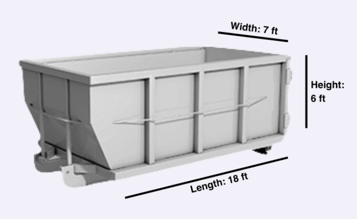 20 yard dumpster container(tall) with dimensions